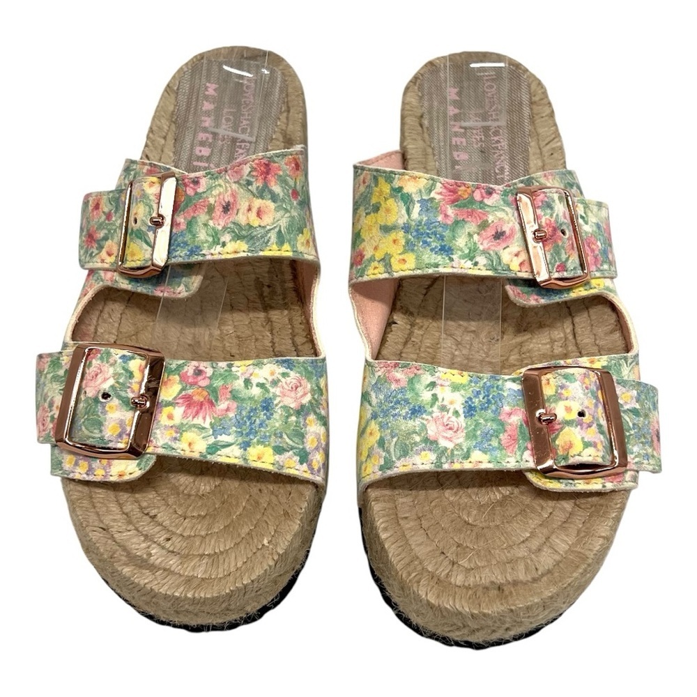 LoveShackFancy x Manebi Nordic Floral Leather Espadrille Slide Sandals Womens 39 - Picture 4 of 15